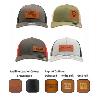Full-Grain Leather Riveted Patches Hats | Richardson 112 Trucker Meshback |